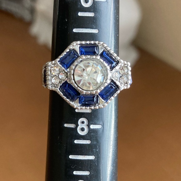 Blue Zircon Baguette Cocktail Ring - Picture 4 of 5